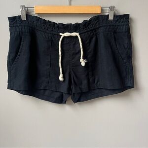 Roxy Shorts Women's Large Linen Blend Black Low Rise Coastal Beachy Lightweight